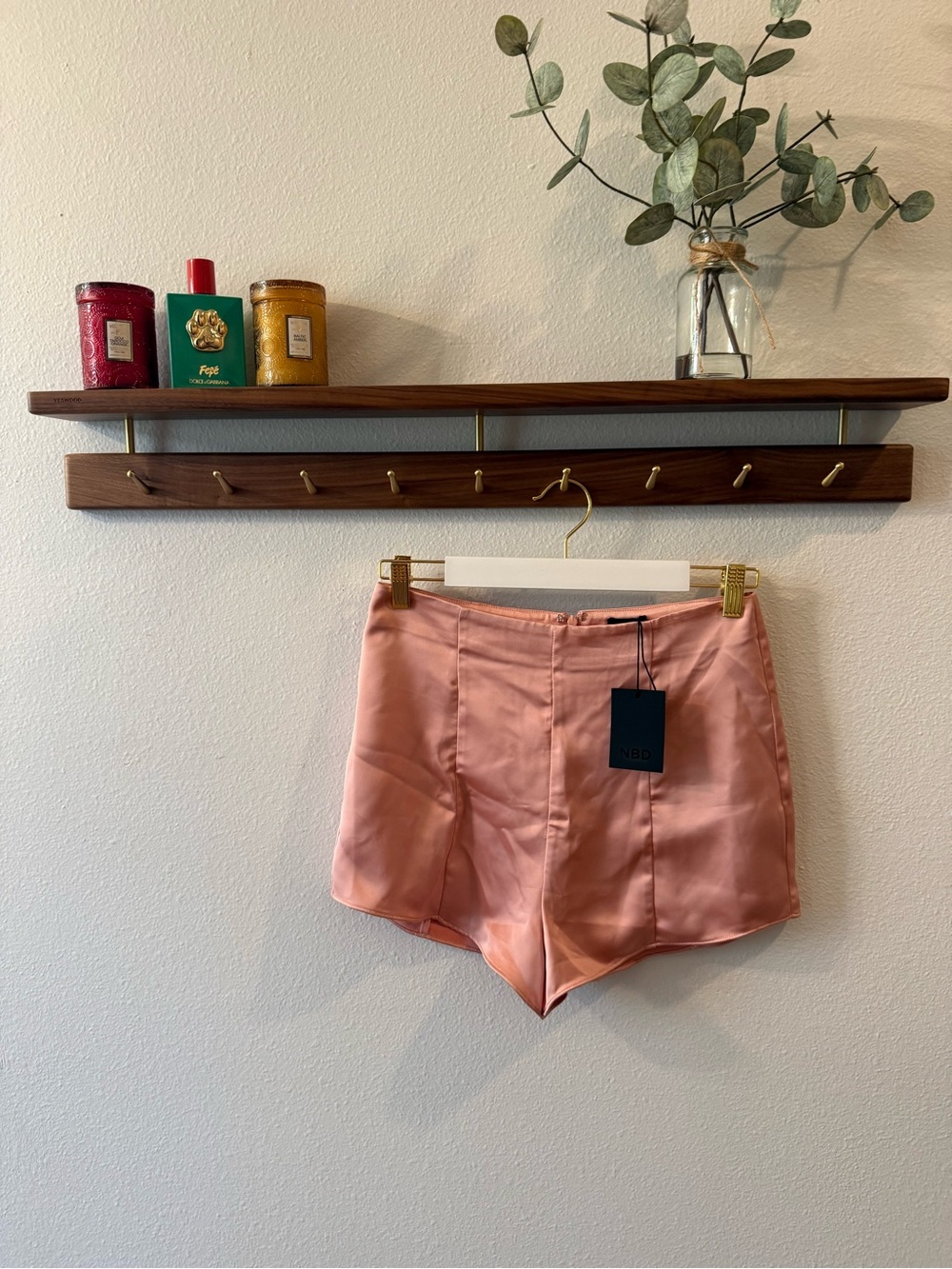 NBD Sandrine Hot Short - Rose Satin High-Waist Shorts